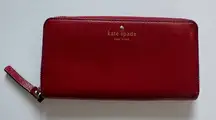 Kate Spade Women's Grand Street Neda Zip Around Red Leather Wallet