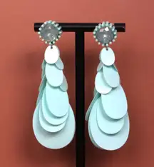 NEW Party Time!  Turquoise Disc Drop & Rhinestone Dangly Earrings  Funtastic1