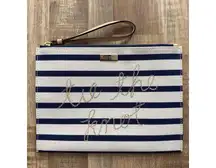 Kate Spade New York Tie The Knot White and Navy Striped Bridal Wristlet Nautical