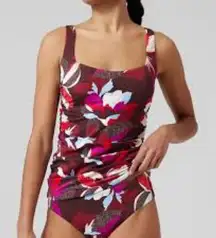 Athleta Square Neck Bra Cup Tankini TOP Hero Bloom Decadent Chocolate 40 B/C