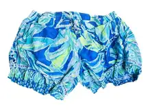 LILLY PULITZER Bright Blue Green White Colorful Ocean Pull On Drawstring Shorts