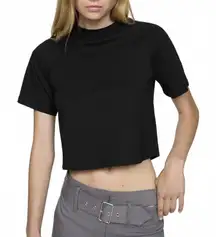 Mango Cotton T-Shirt with Seams Nevada Black NWT Large