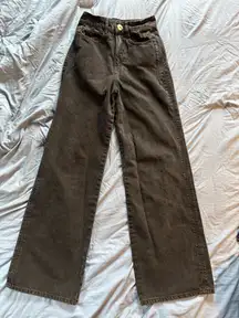 ZARA Wide Leg Black Jeans Custom Dirty Martini Embroidered