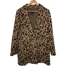 Rachel Zoe Leopard Wool Blend Two Button Cardigan Size Small