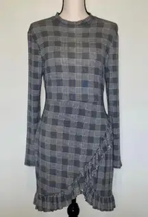 Plaid Print Ruffle Hem Dress