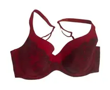 AMBRIELLE, Red Bra, Black printed lace. 2 prong 3 row clasp closure, 36D, underwire