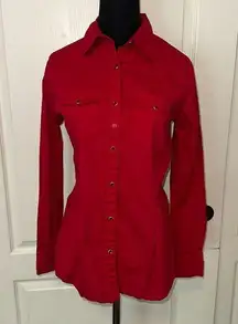 RED WRANGLER JEWELED PEAL SNAP WESTERN BUTTON UP