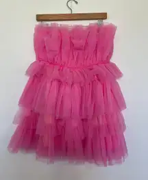 Altar'd State  Pink Fluffy Tulle Strapless Dress