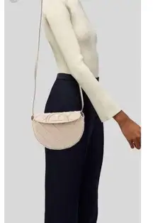 TORY BURCH Neutral White Leather Gold Chain Link Handle Shoulder Strap Bag Purse