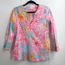 Lilly pulitzer Amelia Island Tunic Top Lolita Breakwater Blue size XS pink blue