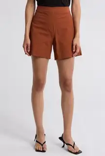 Spanx  On the Go Shorts Womens 1X Pullon High Rise 6" Bronze Glow Pockets NWT