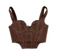 Fashion Nova  - Contrast Stitch  Bustier Corset Top in Brown