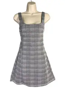 Streetwear Society Women's Gray Plaid Sleeveless Midi Dress Cutout Back Casual Size Small NEW