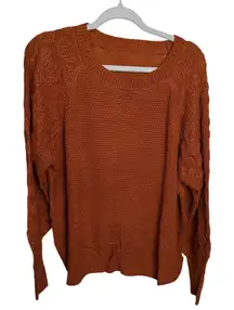 Cupshe Women's L Long Sleeve Knit‎ Sweater Pullover Copper Brown Textured