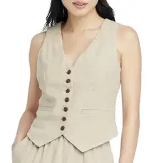 NWT A New Day Linen Blend Button Front Tailored Suit Vest Natural Tan Size XL