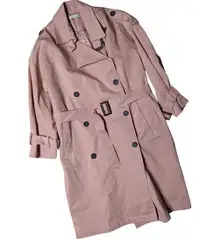 Lartigent Blush Pink Double Breasted Belted Cotton Trench Coat One Size XL