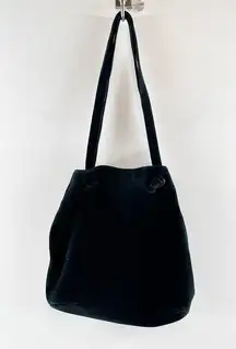 Giani Bernini Suede Crossbody Shoulder Bucket Bag Black