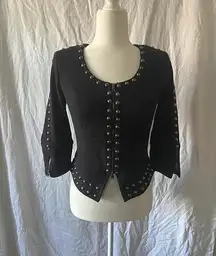 INC black Studded Cotton Blazer 