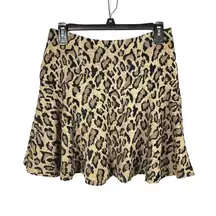 Free People Size 6 Leopard Chenille Fit & Flare Mini Skirt Lined Brown Tan Black