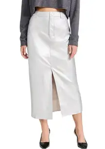 WAYF Metallic Leather Faux Leather Midi Skirt size Small High Waisted 5 Pocket