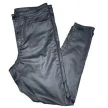 H&M Black Shiny Skinny Superstretch Faux Leather 5 Pocket Jean Pants Plus sz 16