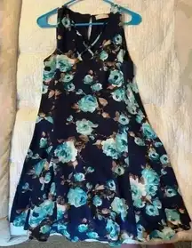 Altar’d State‎ navy blue flower dress Woman’s size L large Lined Summer short