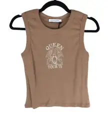 Daydreamer Womens Tank Top Queen Tour '75 Scoop Neck Brown S