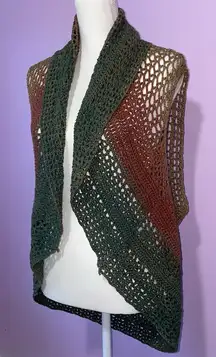 Umgee Crochet Shrug Women L Open Knit Longline Cardigan Boho Hippie Festival