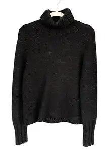 A5 GAP Black‎ Knit Turtleneck Sweater Metallic Sparkle Lambswool Blend