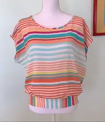 teenpLo Pastel Striped Spring Summer Blouse S