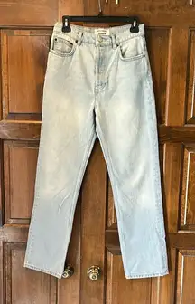 Reformation Jeans Cynthia High Rise Straight Jeans Button Fly Size 27 Light Wash