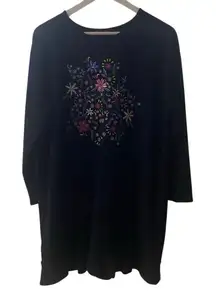 Zara large long sleeve embroidered dress ruffle bottom