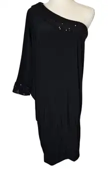 Fredericks Of Hollywood One Shoulder‎ Dress Medium Sequin Black