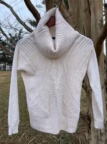 Karen Millen Ivory Turtleneck Cowl Neck Knit Sweater Preppy Cottagecore Boho