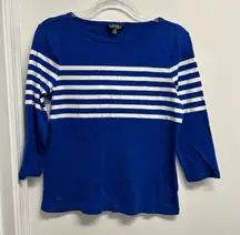 Lauren Ralph Lauren Cobalt Blue and White Striped Shirt