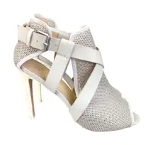 Joe's Jeans Women's Mesh Peep‎ Toe Cross Strap Buckle Heel Sandal Size 9M