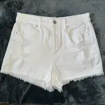 NWOT  white ripped denim mom shorts size 4