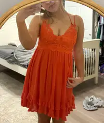 orange flowy dress