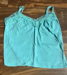 Teal Early 2000 Sequence Lace Tank Top