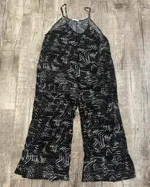 Stitch & Feather‎ Abstract Print Jumpsuit Womens Size Medium Black Pockets