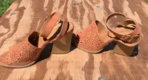 Qupid CUTOUT HEELED‎ SANDALS (HAZEL SUEDE) size 7 spring summer boho ankle fall