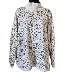 Aerie Lounge Comfy Neutral Cheetah Leopard 1/4 Zip Pullover