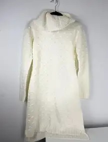 Willow Glenn Ivory Sweater Dress XS Turtleneck Long Sleeve Knit Textured Dot NWT