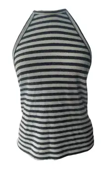 Poof Racerback Black White Stripe Tank Top Med 90s Grunge Minimalist  Athleisure