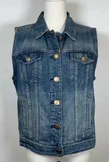 J. Crew Indigo Denim Jean Vest 100% Cotton Vintage Look Women’s Size Medium