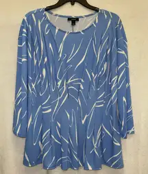 Blue and White Patterned Pleated