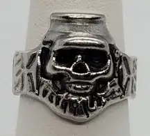 Adjustable Silver Skull Ring