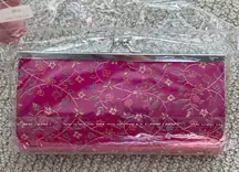 NEW Vintage Kiss Lock Hot Pink Accordion Style Hard Case Snap Close Wallet 2005