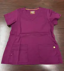 WonderWink Next V-Neck Wine Colored Scrub Top Size Medium