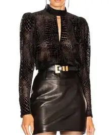 Frame Denim Velvet Burnout Party Top Animal Print Reptile Snake Print sz Medium